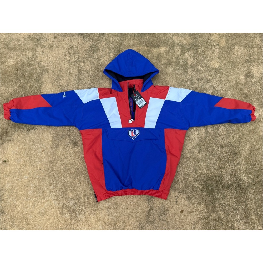 NWT Youth Baseball Lifestyle 101 Colorblock Pullover Jacket Red/White/Blue XL